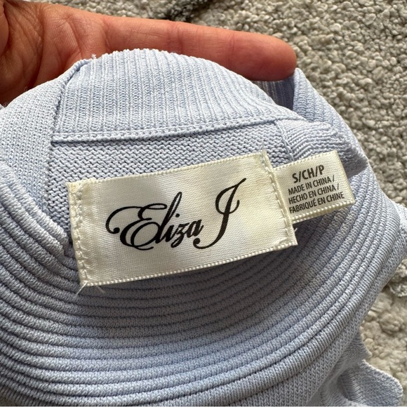 ELIZA J POWDER BLUE SWEATER fit flare DRESS high neck small new - Picture 2 of 9